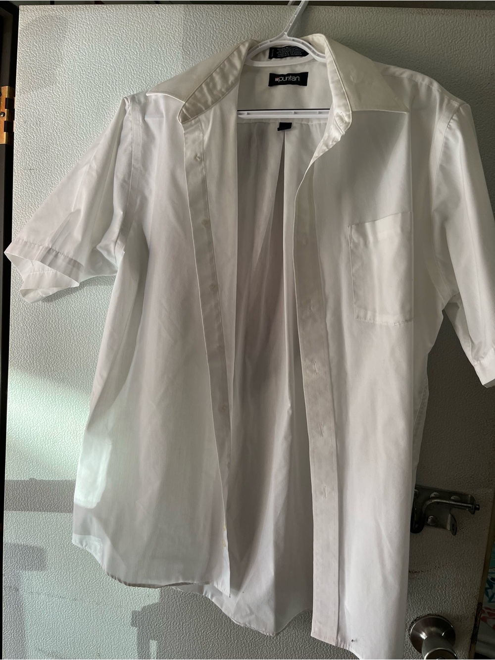 Puritan White Short-Sleeve Button Down Shirt with Chest Pocket